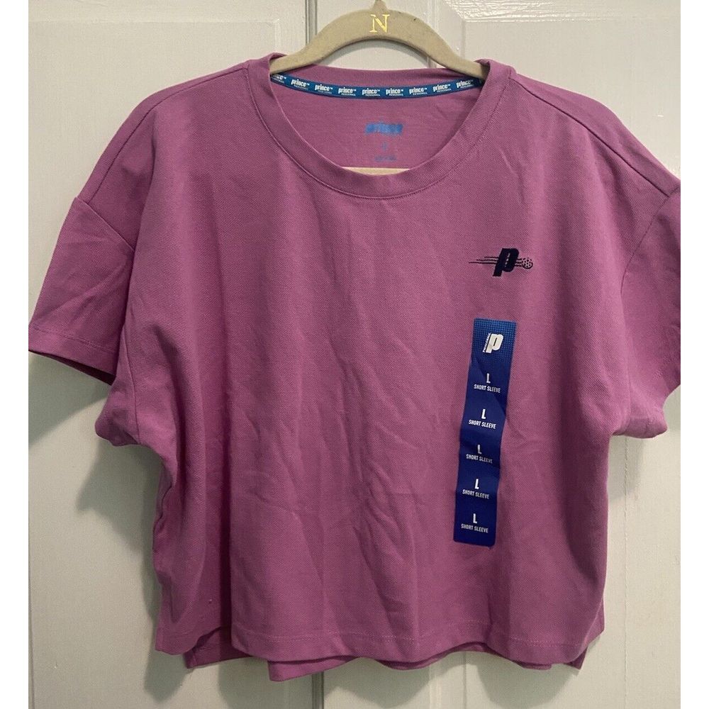 NWT Prince Pickleball Women's Short Sleeve Crop Shirt Top Purple Size Large